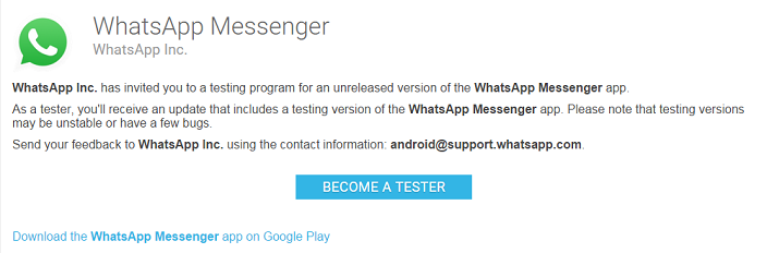WhatsApp Beta Program in Android now available through PlayStore