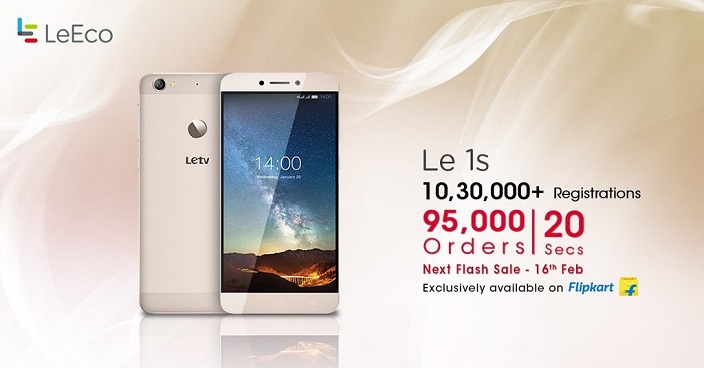 95,000 Le 1S Smartphones sold in 20 seconds in its second flash sale on Flipkart