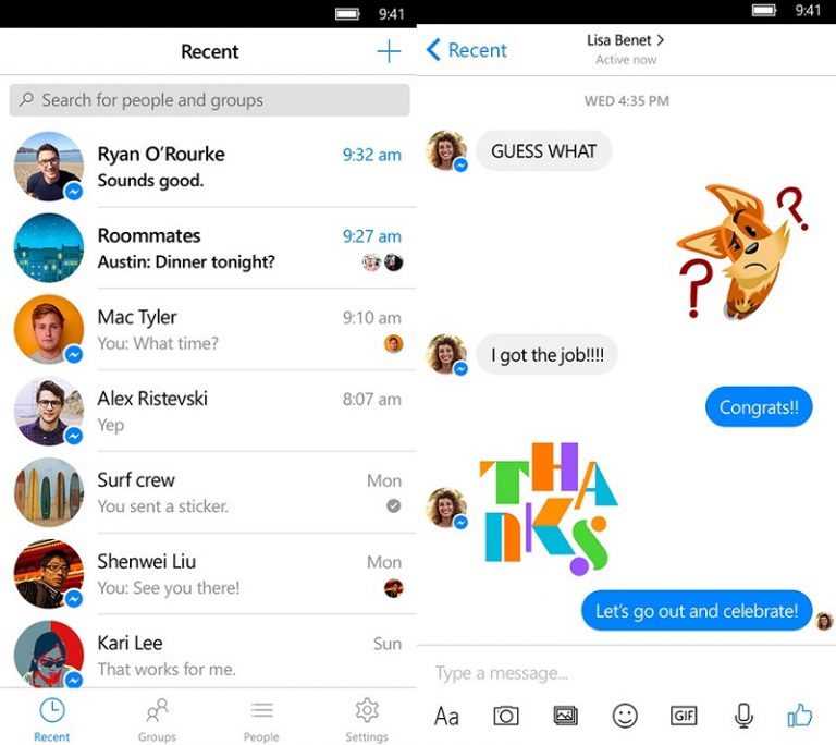 Facebook launched its Messenger app for the Windows 10 users