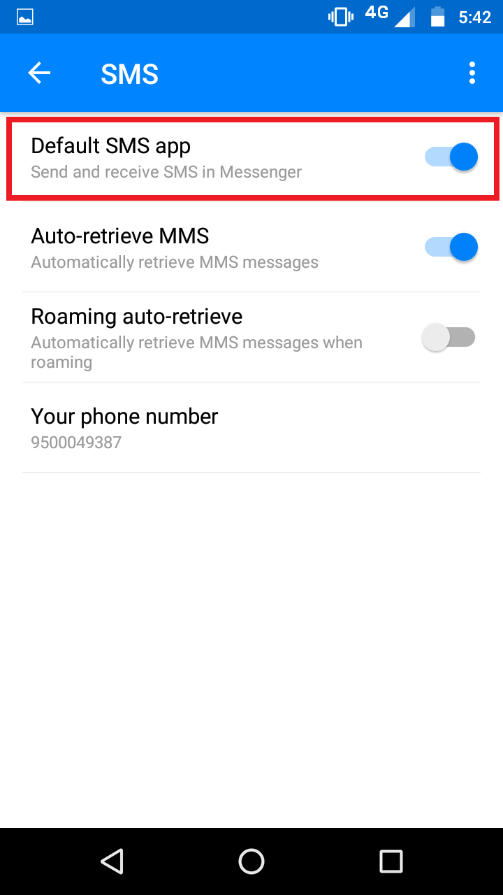How to disable SMS in Facebook Messenger app