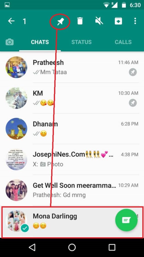 how to pin the chat in whatsapp