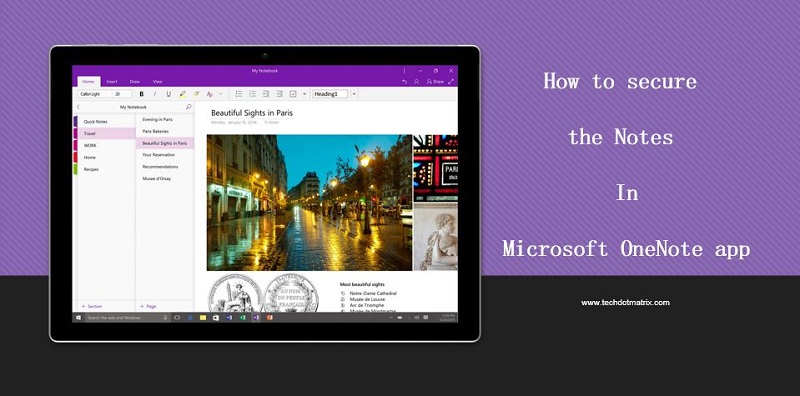How to secure the Notes in Microsoft OneNote app