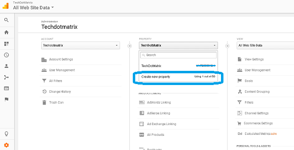 Steps to add a new website in Google Analytics