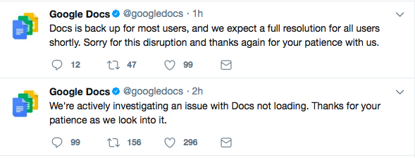 Google Docs unavailable