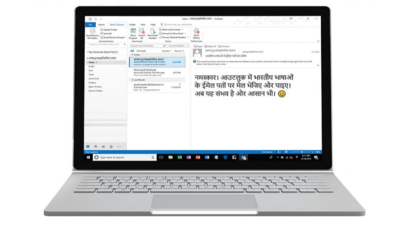 Microsoft introduces Support for 15 Indian Languages in Email Addresses
