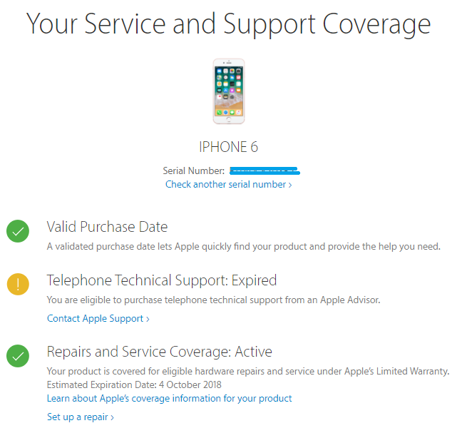 warranty and repair coverage for Apple product