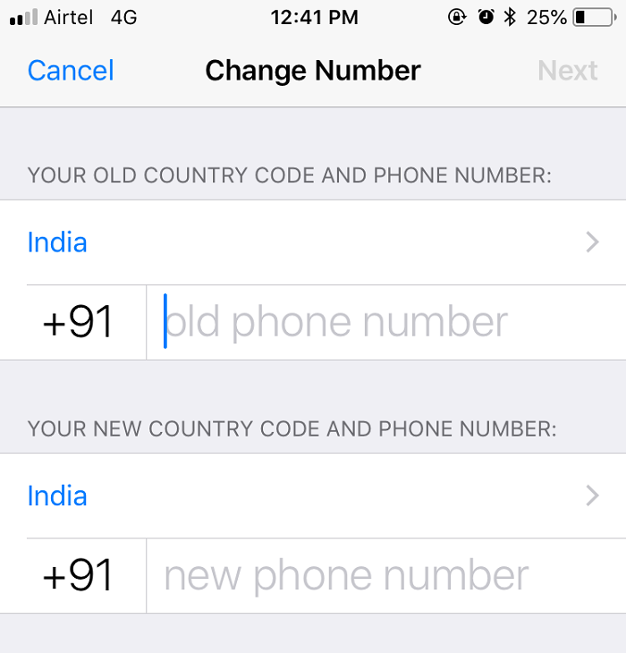 Change Number on WhatsApp on iPhone